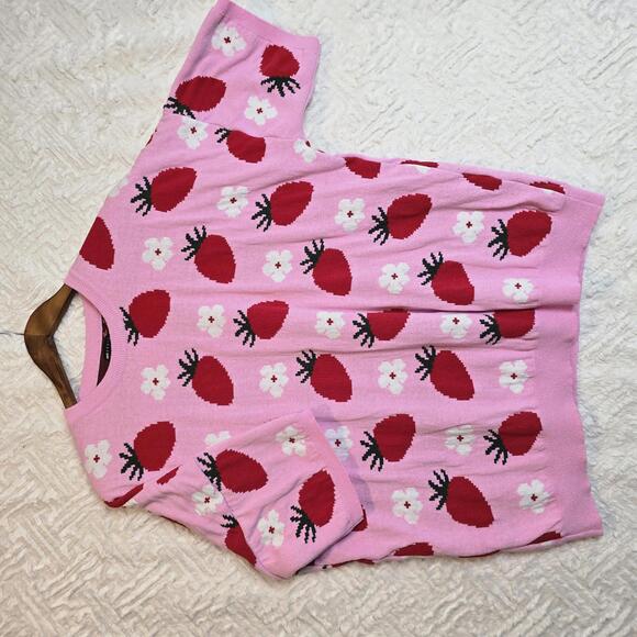 ASOS DESIGN  Pink Strawberry Pattern Sweater 2XL - Picture 2 of 8